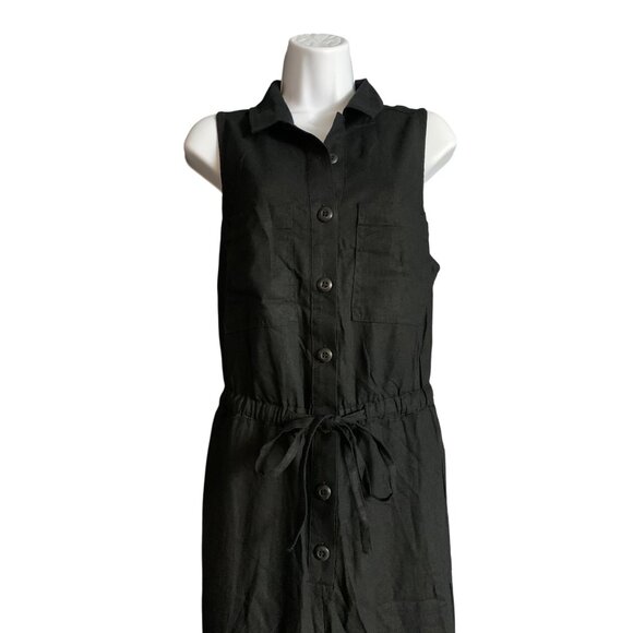 Universal Thread Womens Sleeveless Black Button-Front Jumpsuit Drawstring Waist - Picture 5 of 12